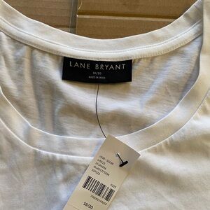 Lane Bryant White Scoop Neck Tee with Subtle Black Detail